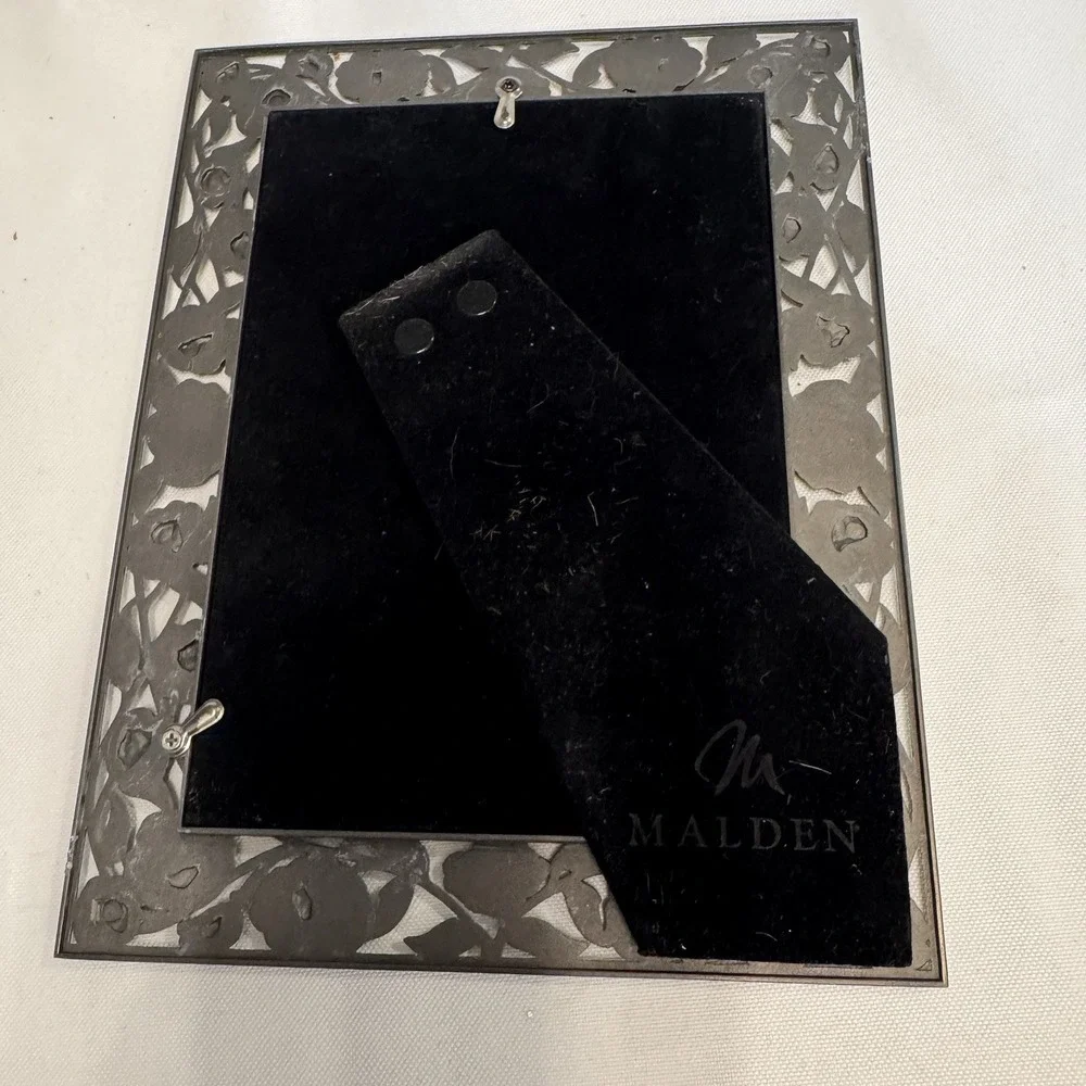 Vintage Silver Filigree Metal 7x9 Photo Frame Floral Ornate Wedding Decor VTG